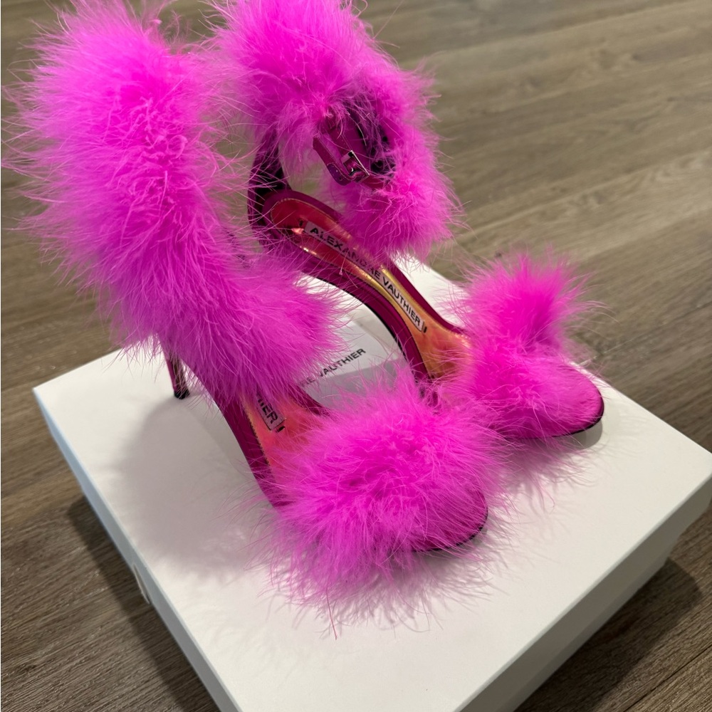 Elegant Pink Feathered Women's Heels